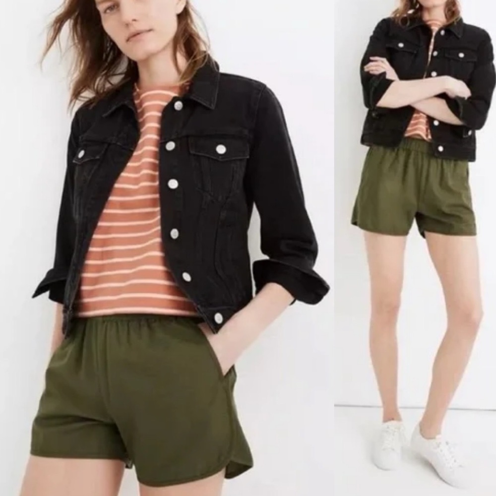 Madewell Pull On Shorts Desert Olive Green Size Large Elastic Waist 2021 H5956